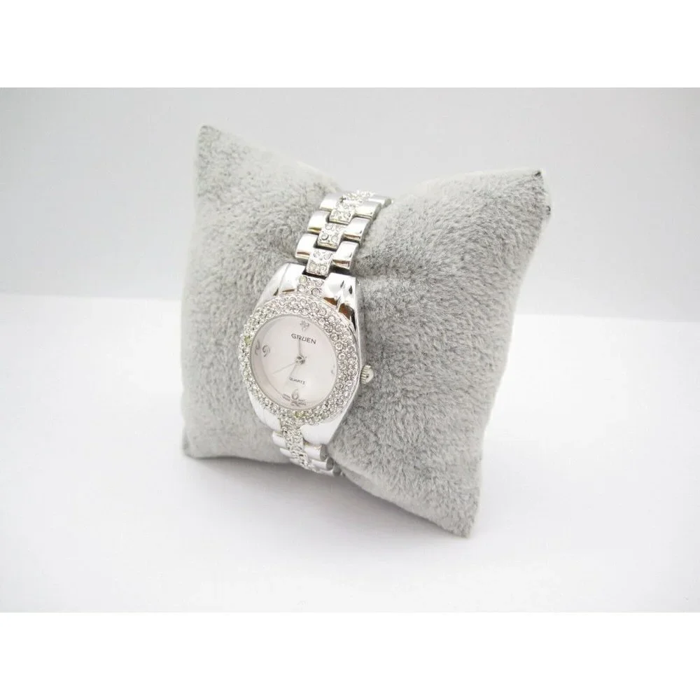 Women Gruen Crystals Quartz WR Analog 26mm Dial Causal Round Watch‎ (G520)